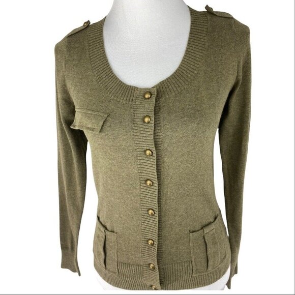 Kersh Women's Green Scoop Neck Designer Knit Cardigan‎ Sweater S/C33 - Picture 3 of 10